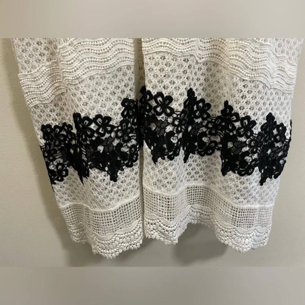 NWT Anthropologie V-Neck Lace Midi Dress in Black and White - XS - Picture 7 of 16